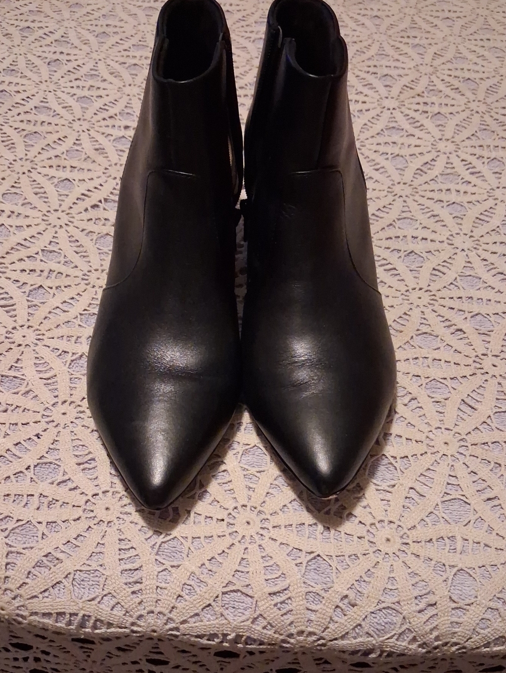 Clarks Black Pointed Toe Ankle Booties with Side Zip